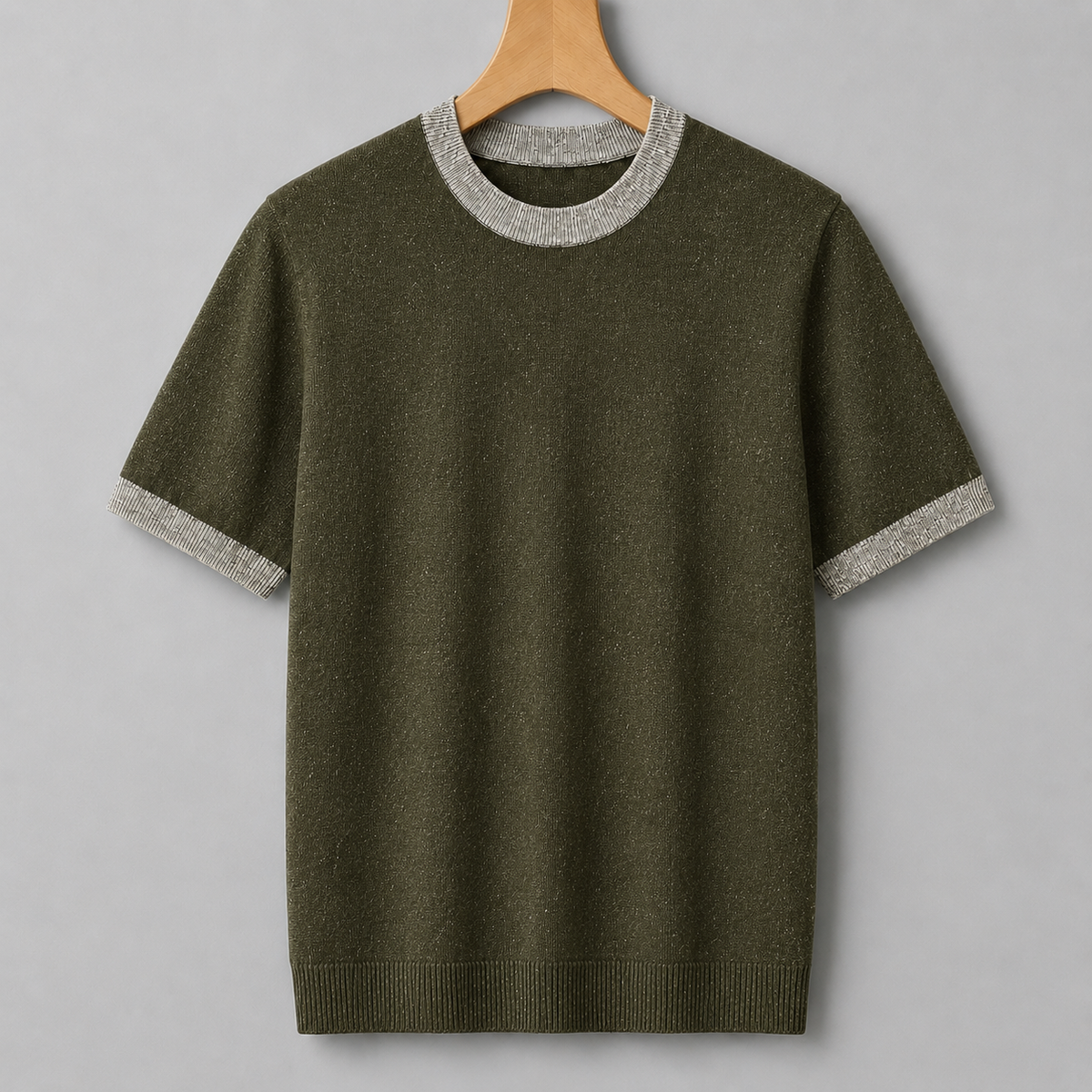 T-shirt i bomull med kontraststickning