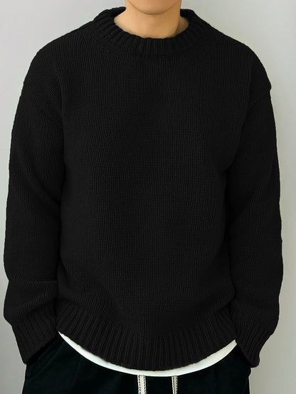 Teksturowany oversize’owy sweter z dzianiny z okrągłym dekoltem