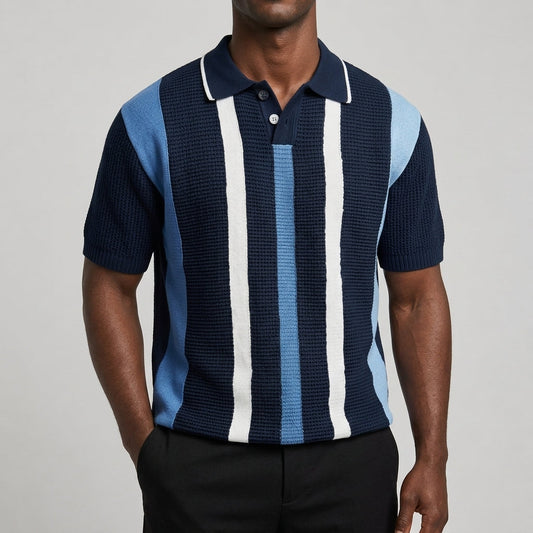 Gestreepte poloshirt met V-hals