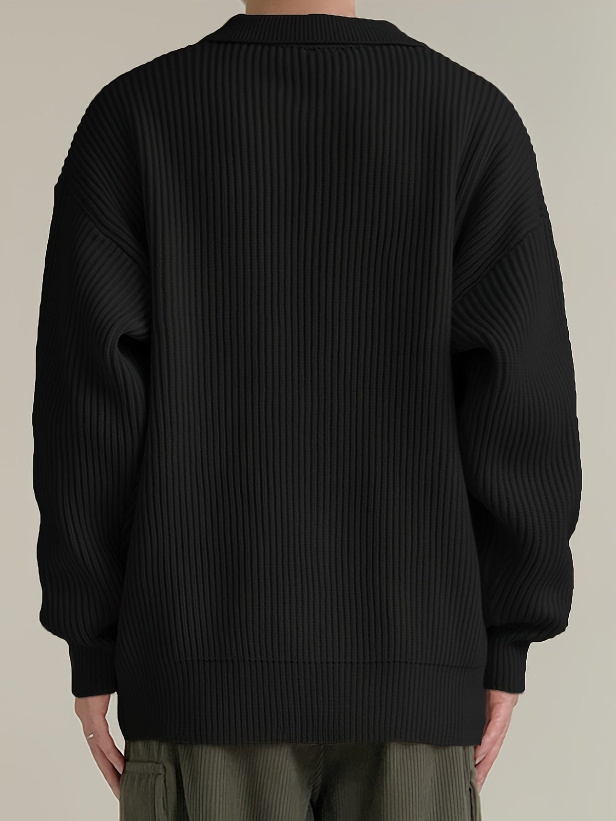 Áo cardigan dệt gân, cổ bẻ, cài cúc phía trước
