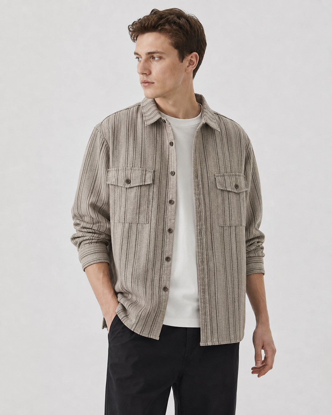 Sobrecamisa texturada com botões