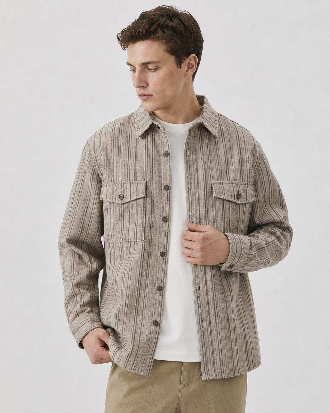 Sobrecamisa texturada com botões