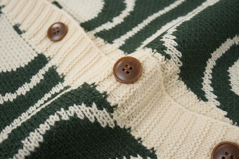 Cardigan unisex oversize in maglia con motivo astratto a spirale