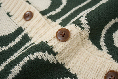 Cardigan unisex oversize in maglia con motivo astratto a spirale