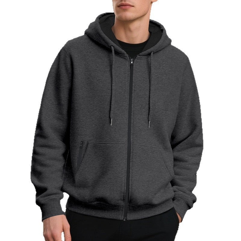 Hoodie Pria Oversized dengan Ritsleting Penuh