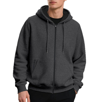 Hoodie Pria Oversized dengan Ritsleting Penuh