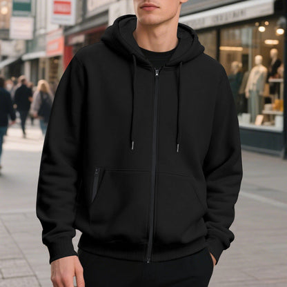 Hoodie Pria Oversized dengan Ritsleting Penuh