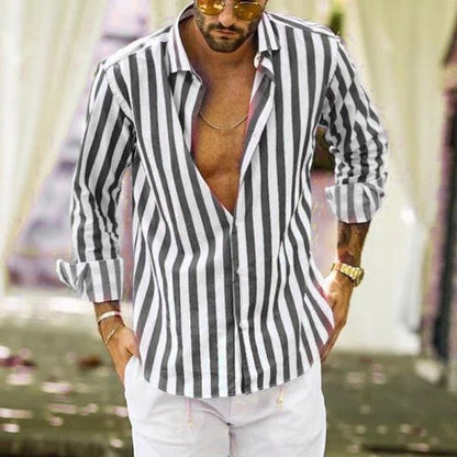 Skjorta för herr med smal passform och vertikala ränder