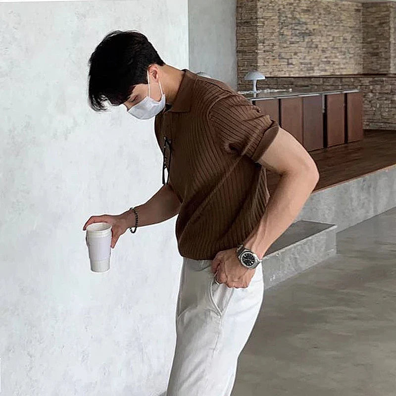 폴 베르디 남성 골지 니트 폴로 셔츠