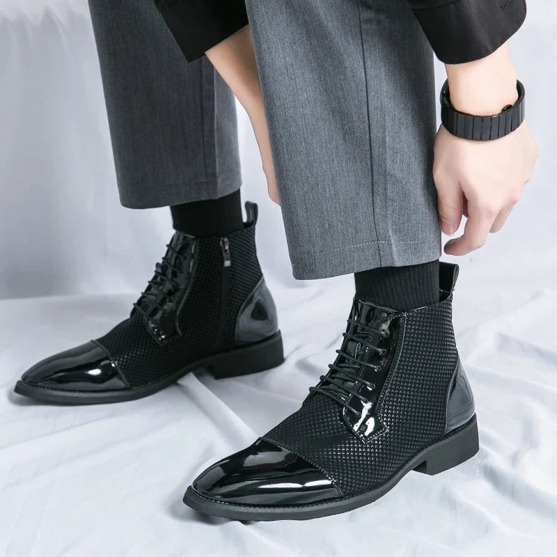Giày boots cao cổ buộc dây Gustave Martel