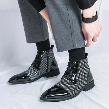 Giày boots cao cổ buộc dây Gustave Martel