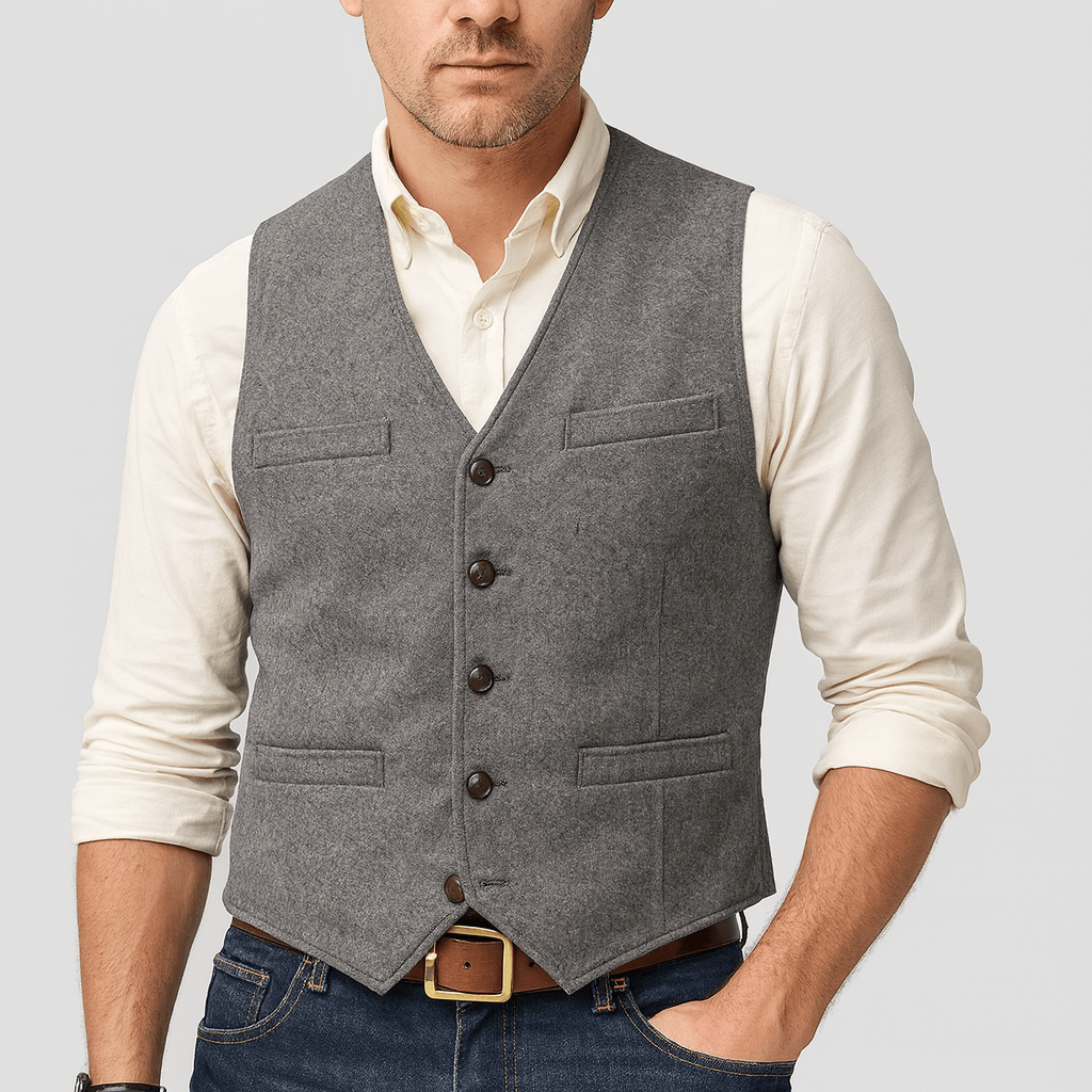 Áo gile cài cúc phong cách vải tweed dành cho nam