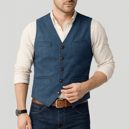Áo gile cài cúc phong cách vải tweed dành cho nam