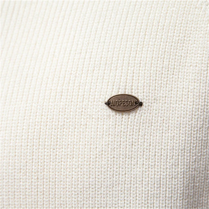 Herren-Pullover aus Baumwolle mit Stehkragen und Viertelreißverschluss