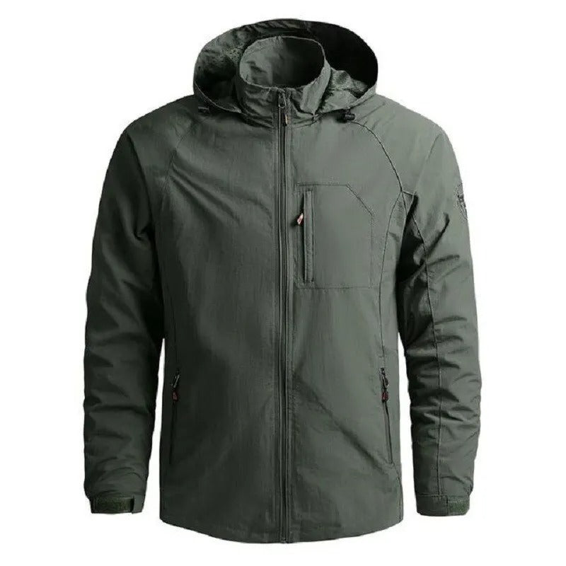 Herren-Outdoorjacke mit Kapuze und Reißverschlusstaschen