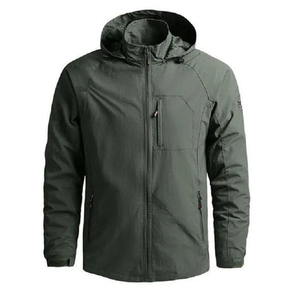Herren-Outdoorjacke mit Kapuze und Reißverschlusstaschen