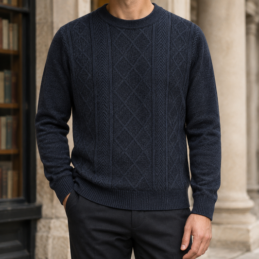 Strickpullover mit strukturierter Oberfläche und Rundhalsausschnitt
