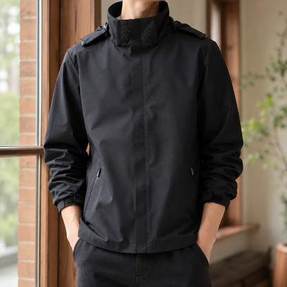 高領連帽梭織夾克