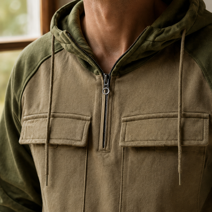 Áo hoodie màu xám pha cotton tiện dụng