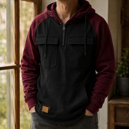 Áo hoodie màu xám pha cotton tiện dụng